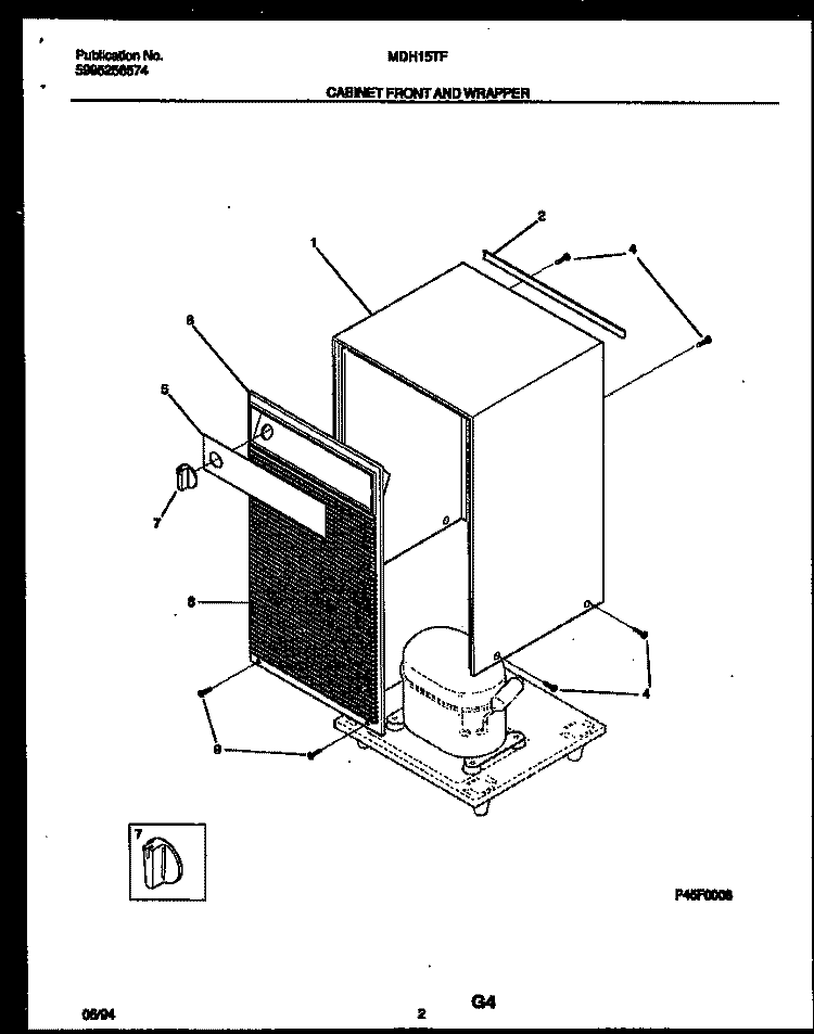 CABINET FRONT AND WRAPPER Diagram and Parts List for MDH15TF2  Frigidaire Dehumidifier