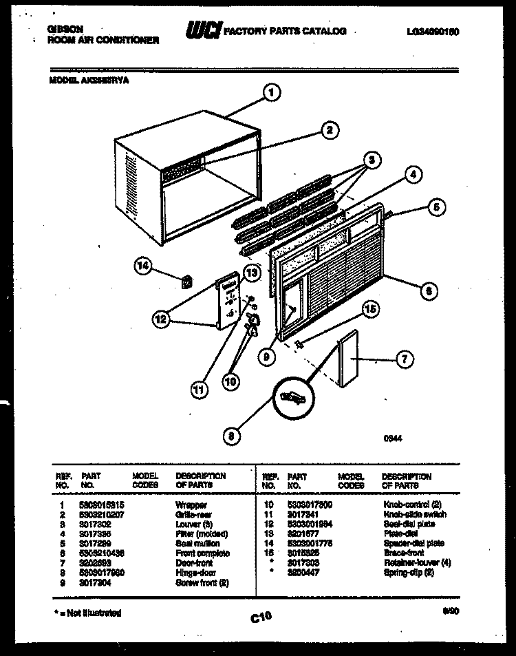 CABINET PARTS Diagram and Parts List for AK25E5RYA  Gibson Air Conditioner