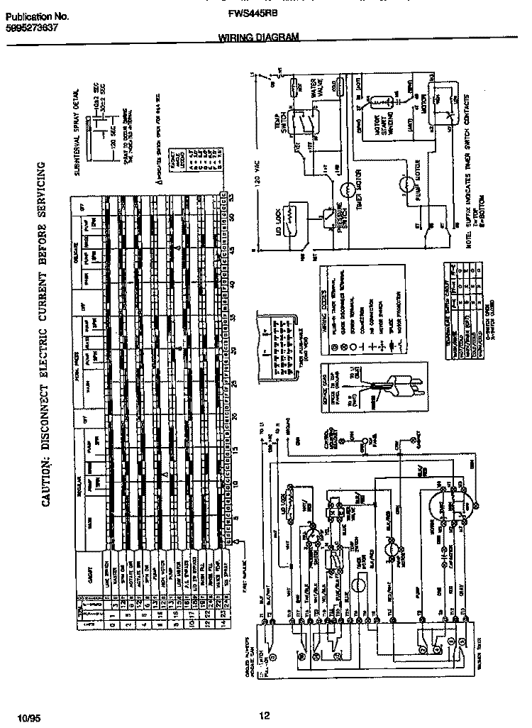 WIRING DIAGRAM Diagram and Parts List for FWS445RBT2  Frigidaire Washer