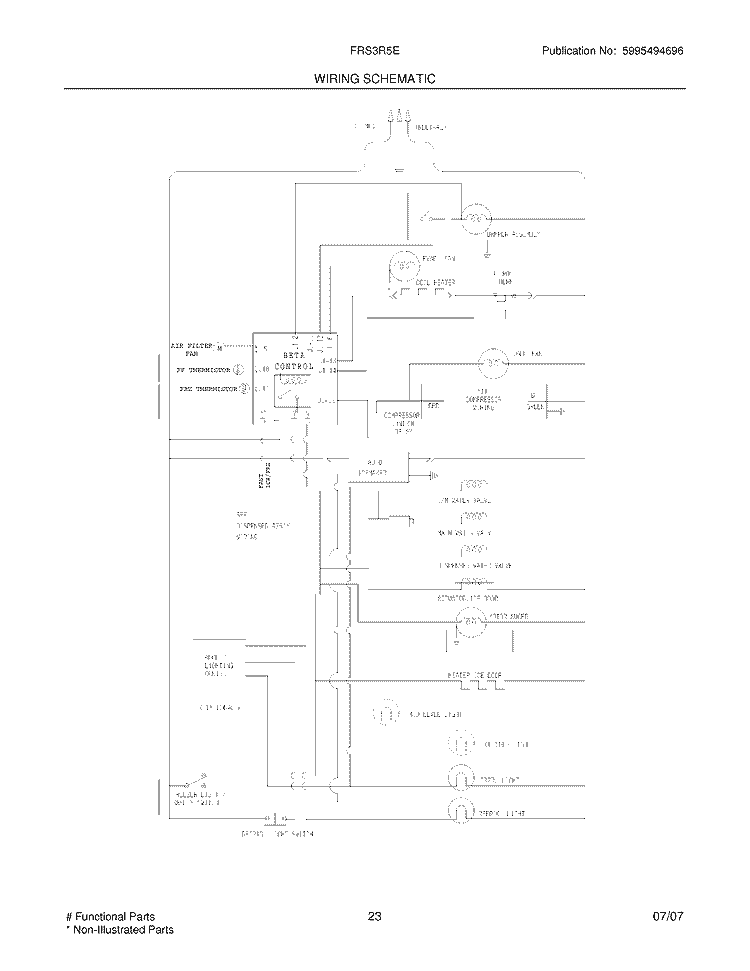 WIRING DIAGRAM Diagram and Parts List for FRS3R5ESB1  Frigidaire Refrigerator