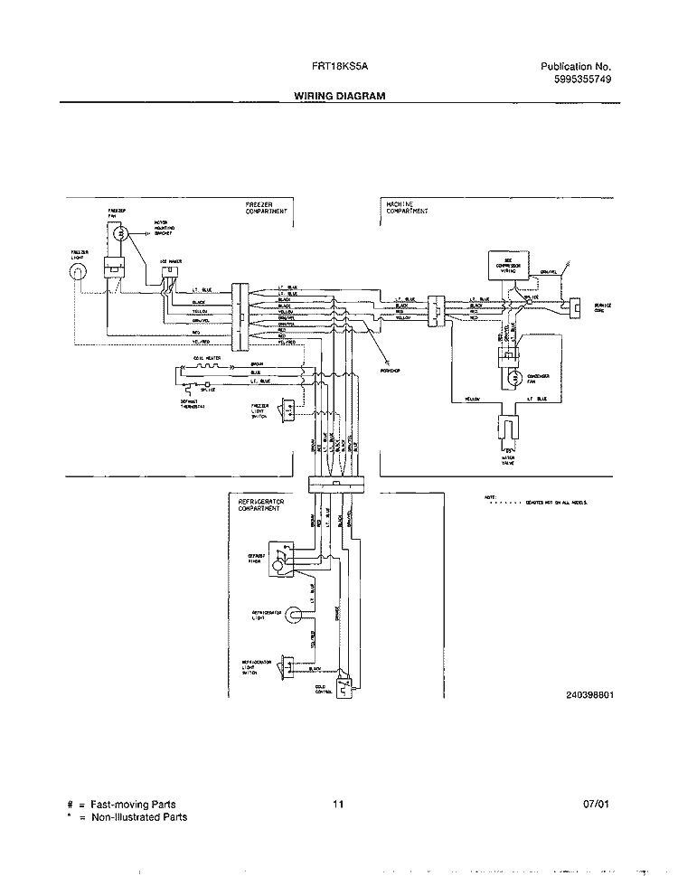WIRING DIAGRAM Diagram and Parts List for FRT18KS5AQ0  Frigidaire Refrigerator