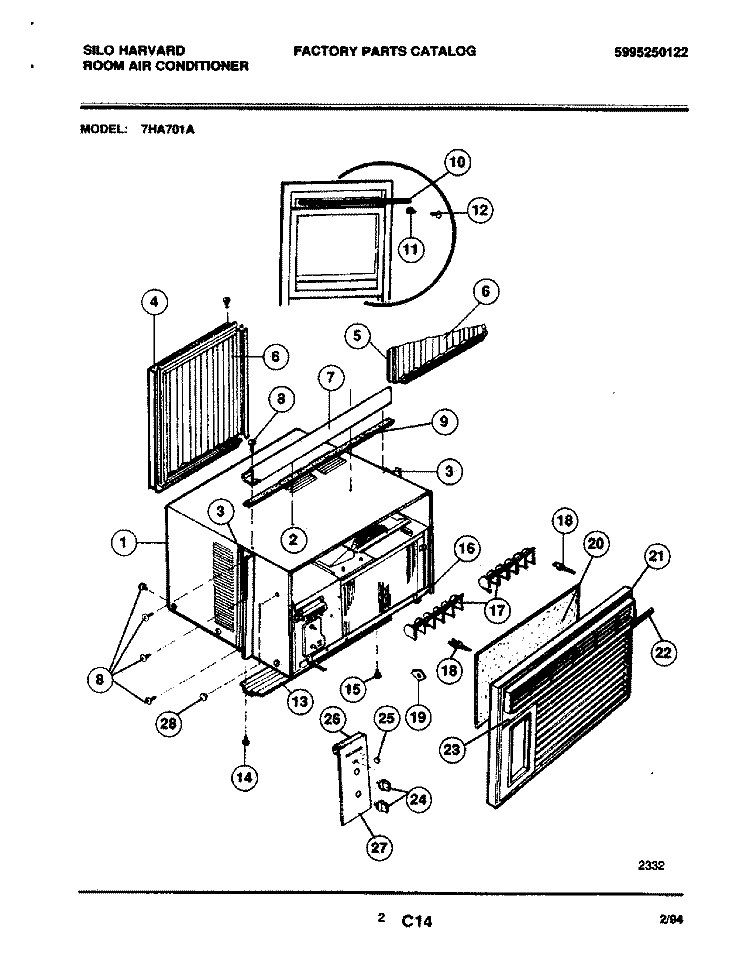 WRAPPER Diagram and Parts List for 7HA701A  Frigidaire Air Conditioner