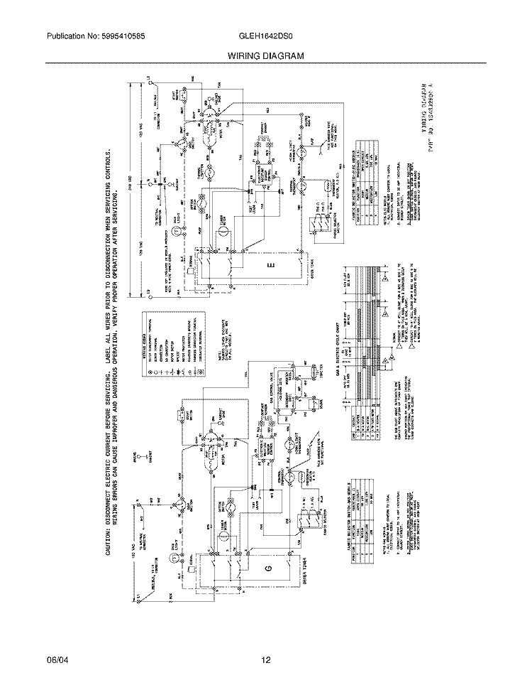WIRING DIAGRAM Diagram and Parts List for GLEH1642DS0  Frigidaire Washer Dryer Combo