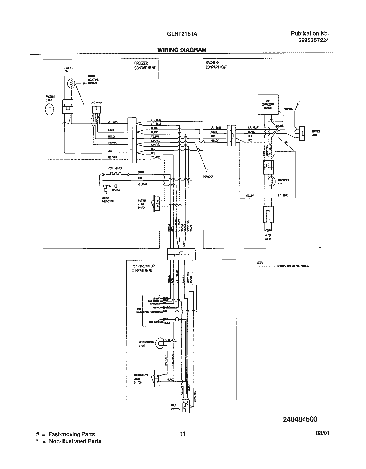 WIRING DIAGRAM Diagram and Parts List for GLHT216TAB0  Frigidaire Refrigerator