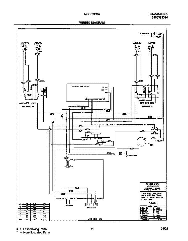 WIRING DIAGRAM Diagram and Parts List for NGSE3CSASC  Frigidaire Range