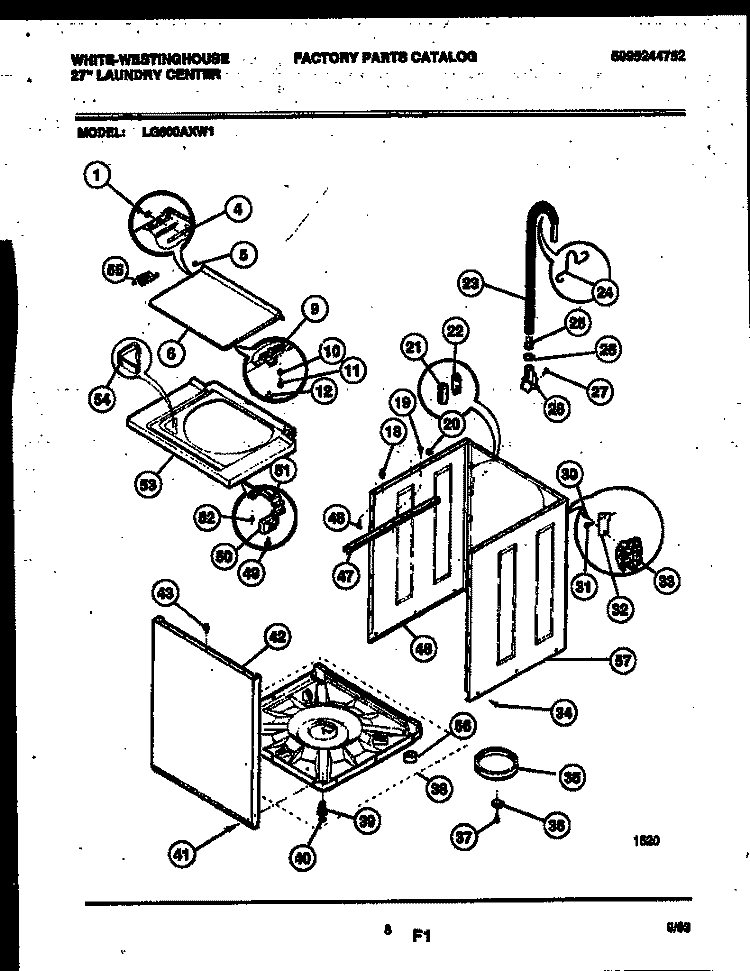 CABINET PARTS Diagram and Parts List for LG600AXW1  Frigidaire Washer Dryer Combo