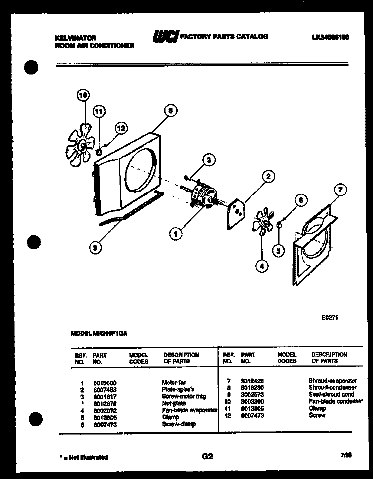 AIR HANDLING PARTS Diagram and Parts List for MH205F1QA  Kelvinator Air Conditioner