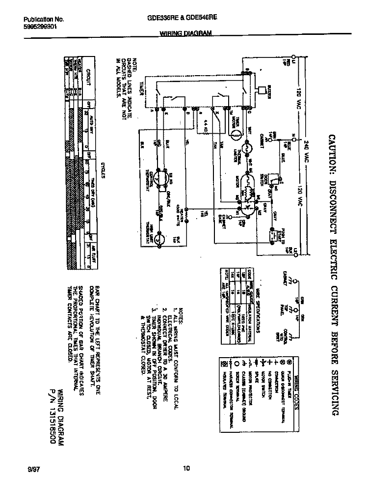 WIRING DIAGRAM Diagram and Parts List for GDE336RES1  Gibson Dryer