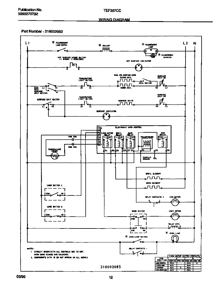 WIRING DIAGRAM Diagram and Parts List for TEF387CCTA  Tappan Range