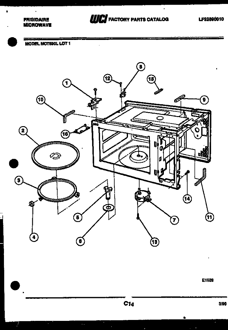 BODY PARTS Diagram and Parts List for MCT590L1  Frigidaire Microwave