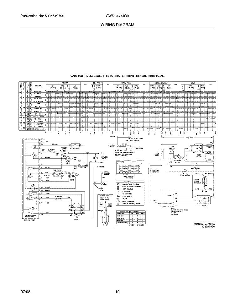 WIRING DIAGRAM Diagram and Parts List for SWS1339HQ0  Westinghouse Washer