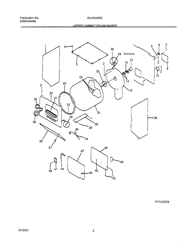 DRY CAB, DRM, HTR Diagram and Parts List for WLXG42REW1  Westinghouse Washer Dryer Combo