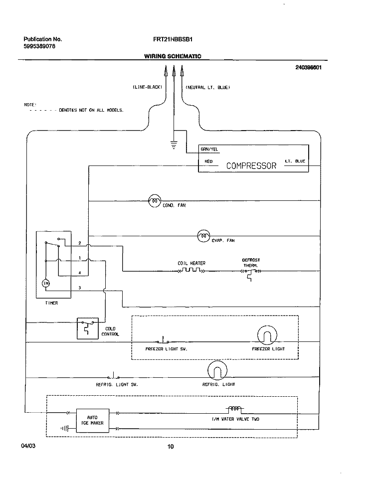 WIRING SCHEMAITC Diagram and Parts List for FRT21HBBSB1  Frigidaire Refrigerator