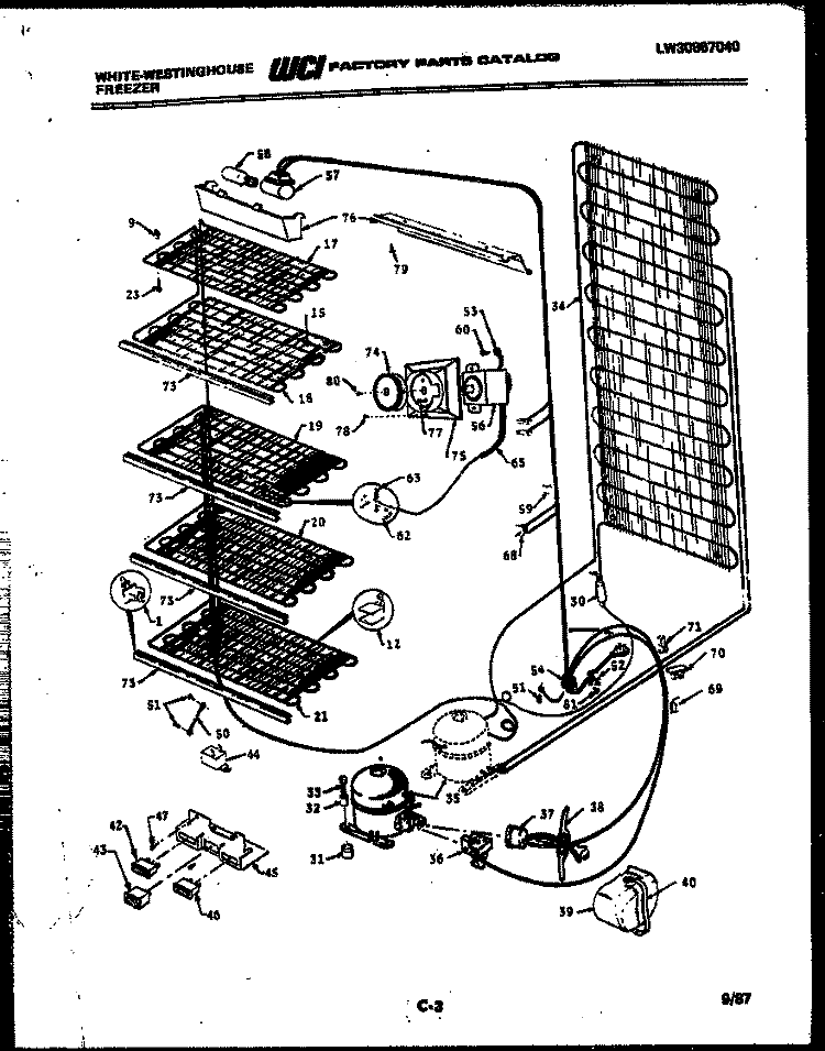 SYSTEM AND ELECTRICAL PARTS Diagram and Parts List for FU168JRW3  Frigidaire Freezer