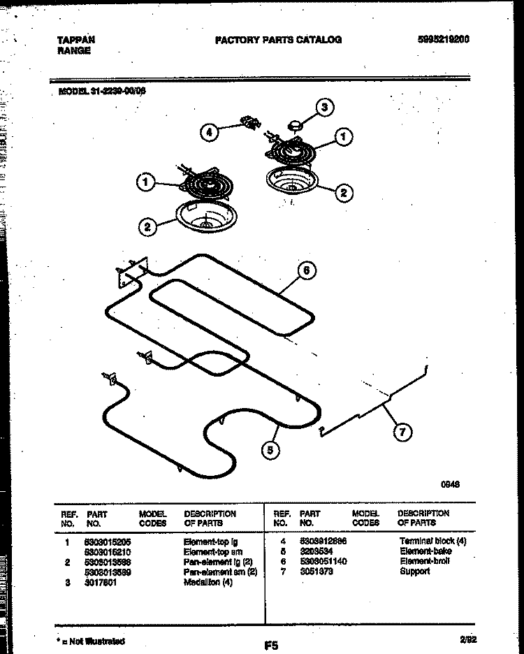 BROILER PARTS Diagram and Parts List for 31-2239-00-06  Tappan Range