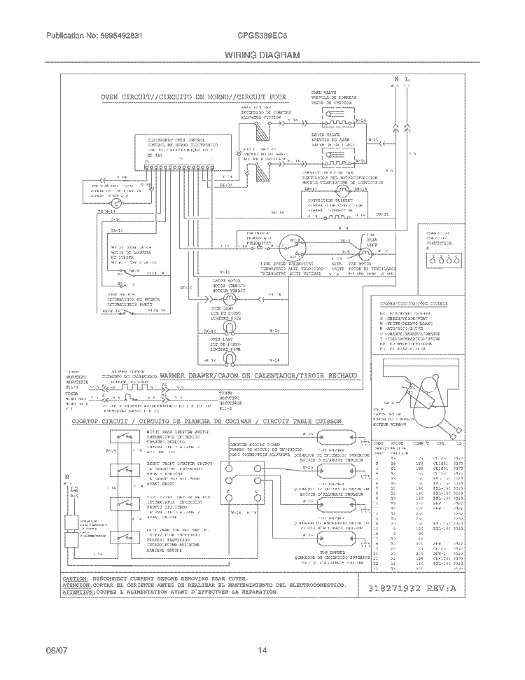 WIRING DIAGRAM Diagram and Parts List for CPGS389EC6  Frigidaire Range