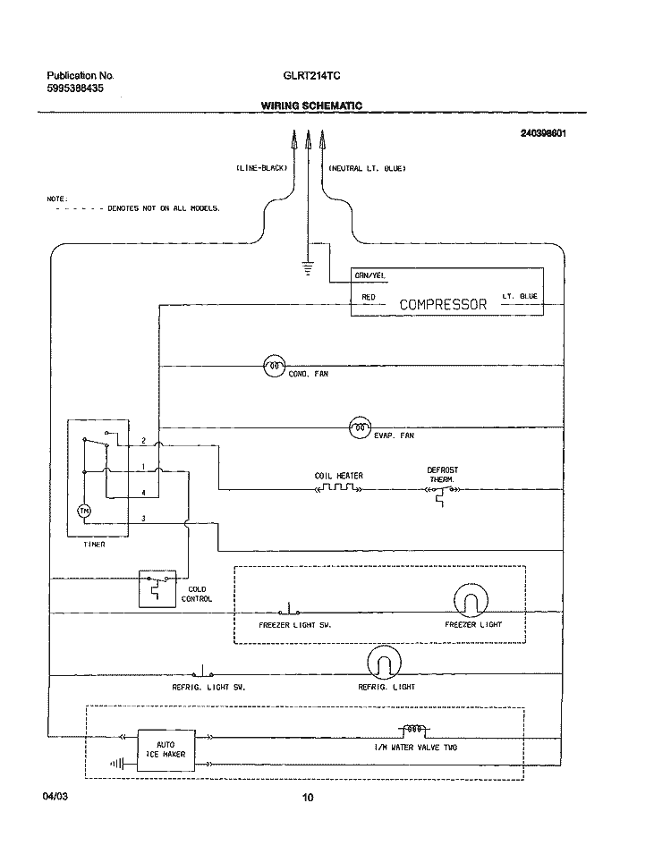 WIRING SCHEMATIC Diagram and Parts List for GLRT214TCB0  Frigidaire Refrigerator