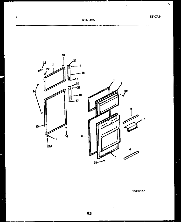 DOOR PARTS Diagram and Parts List for GTN/GTL142WK2  Frigidaire Refrigerator