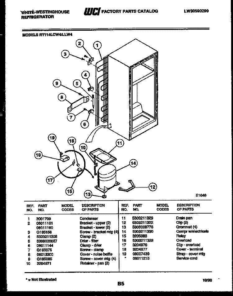 SYSTEM AND AUTOMATIC DEFROST PARTS Diagram and Parts List for RT114LCW4  Frigidaire Refrigerator