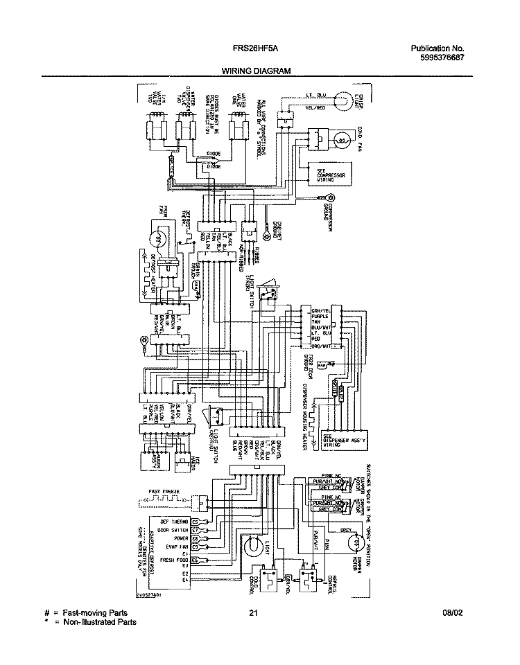 WIRING DIAGRAM Diagram and Parts List for FRS26HF5AQ4  Frigidaire Refrigerator