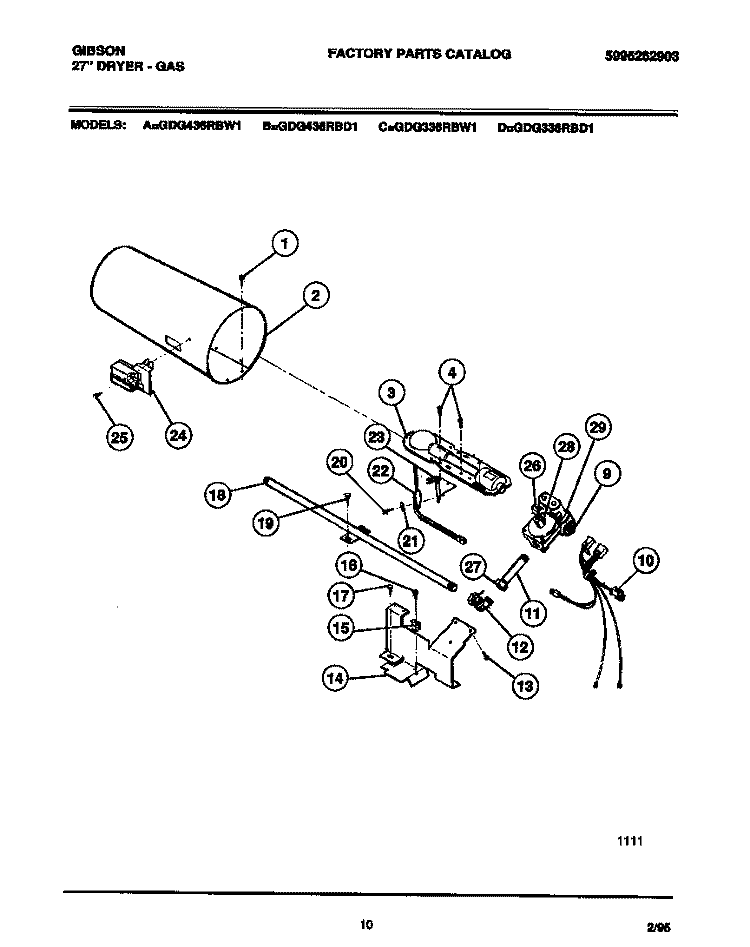 GAS VALVE, BURNER ASMY. Diagram and Parts List for GDG336RBD1  Gibson Dryer