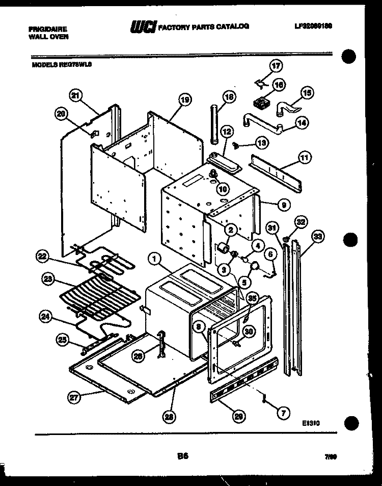 BODY PARTS Diagram and Parts List for REG78WLB0  Frigidaire Wall Oven