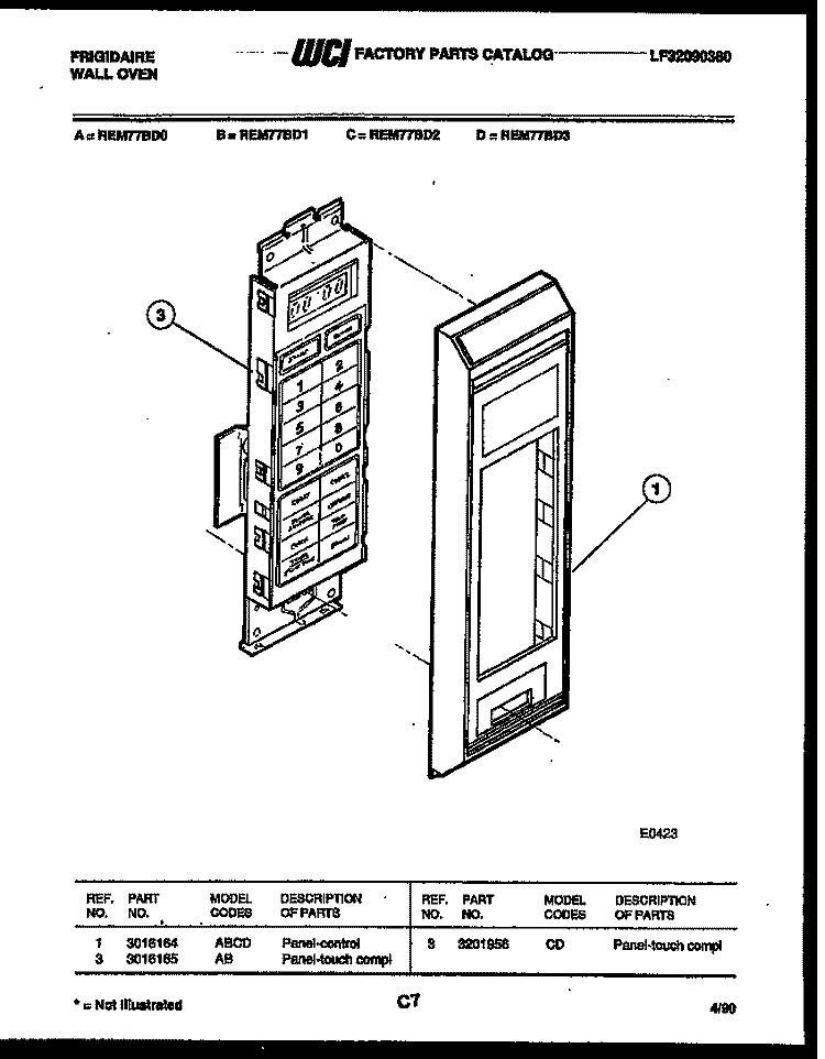 CONTROL PANEL Diagram and Parts List for REM77BDB0  Frigidaire Microwave Oven Combo