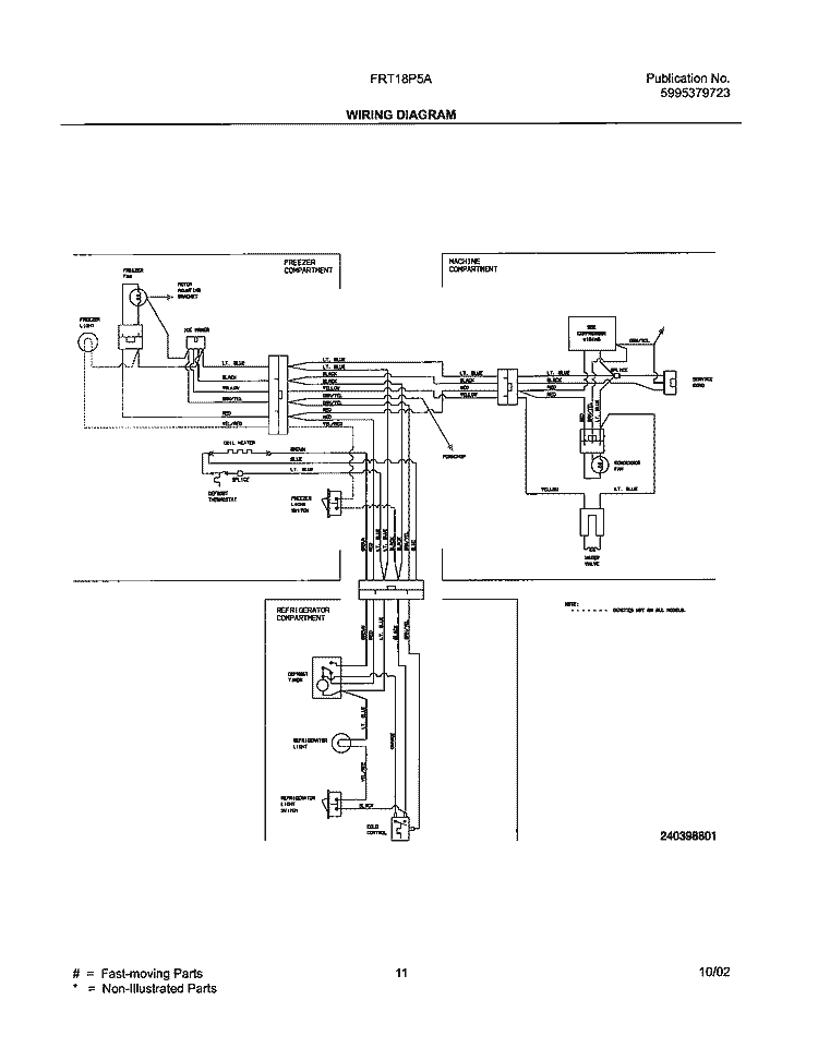 WIRING DIAGRAM Diagram and Parts List for FRT18P5AB9  Frigidaire Refrigerator