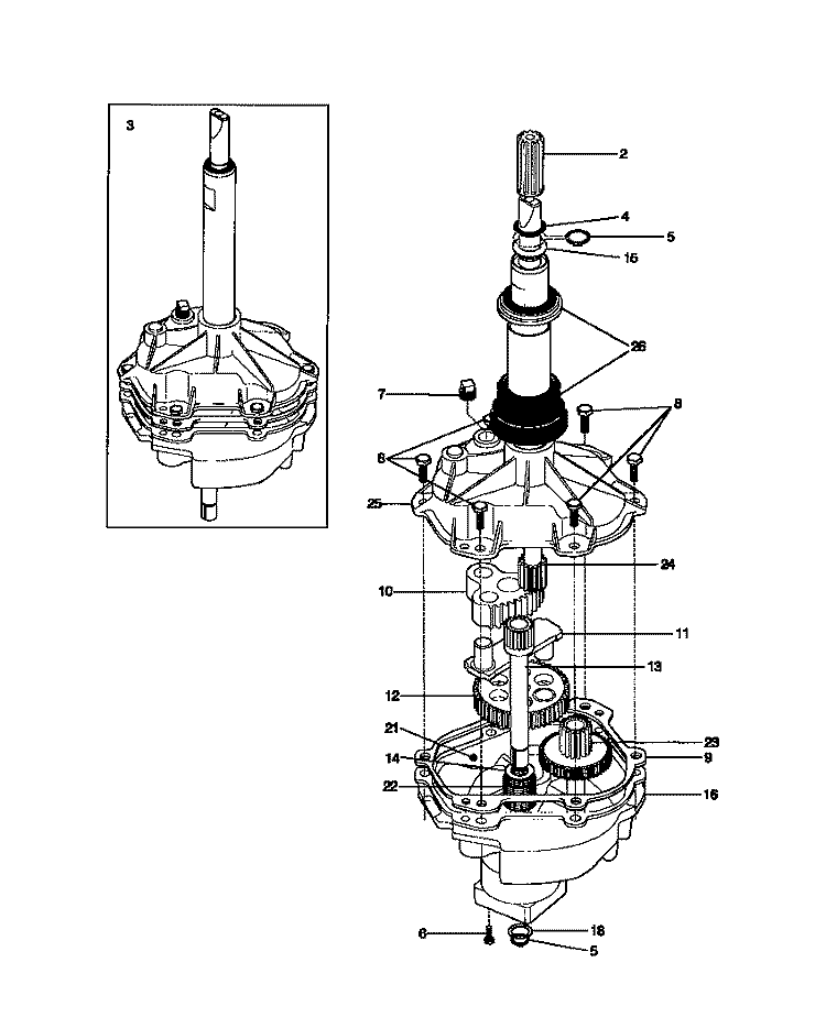 TRANSMISSION Diagram and Parts List for FWS445RBT1  Frigidaire Washer