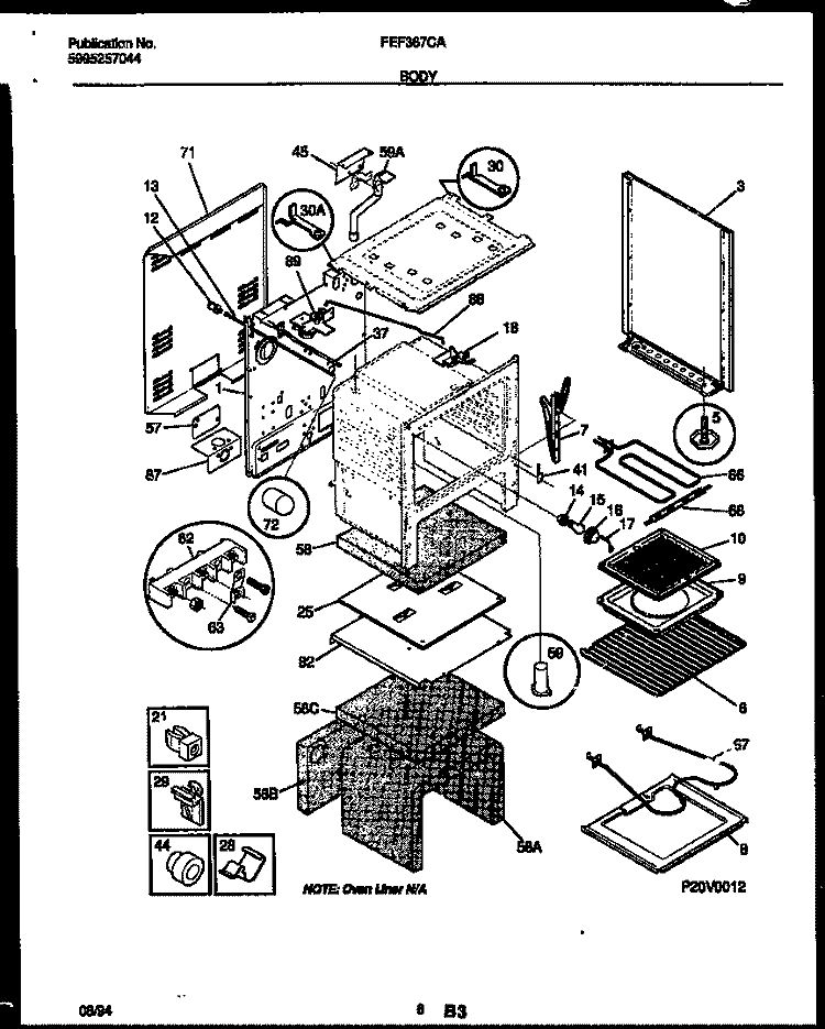 BODY PARTS Diagram and Parts List for FEF367CASB  Frigidaire Range