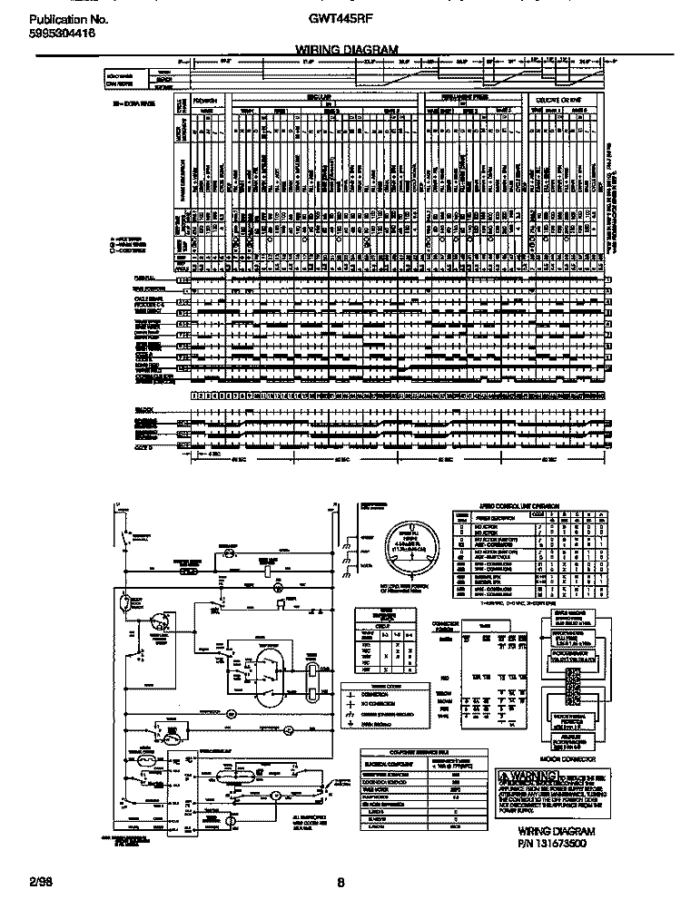 WIRING DIAGRAM Diagram and Parts List for GWT445RFS2  Gibson Washer