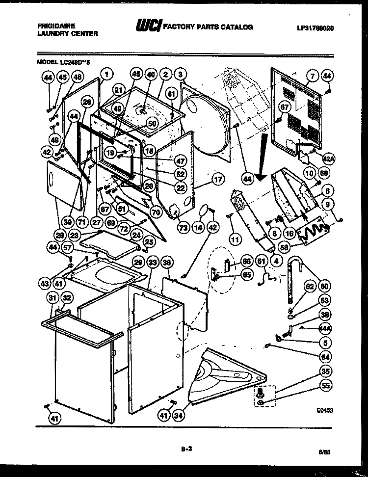 CABINET PARTS AND HEATER Diagram and Parts List for LC248DW5  Frigidaire Washer