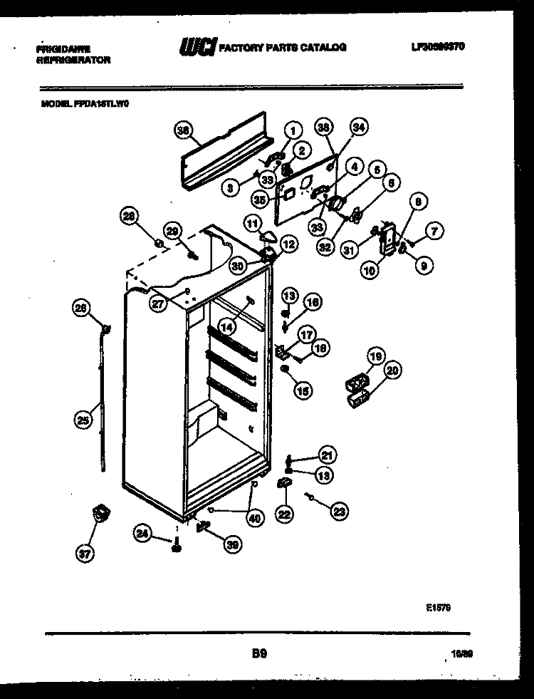 CABINET PARTS Diagram and Parts List for FPDA18TLL0  Frigidaire Refrigerator