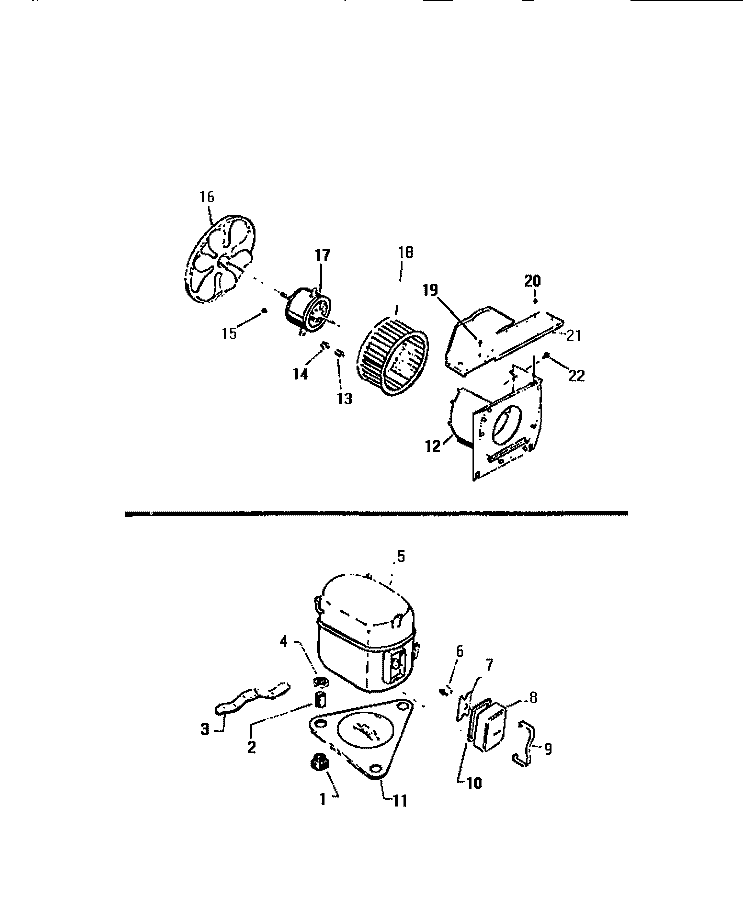 AIR HANDLING PARTS, COMPRESSOR Diagram and Parts List for MH413T2RC  Kelvinator Air Conditioner