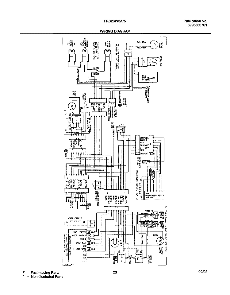 WIRING DIAGRAM Diagram and Parts List for FRS23W3AW3  Frigidaire Refrigerator