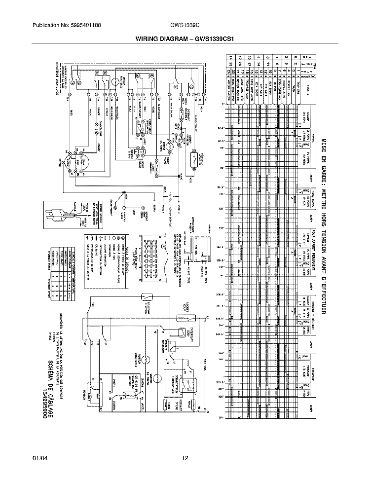WIRING DIAGRAM Diagram and Parts List for GWS1339CS1  Gibson Washer
