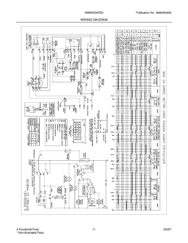 WIRING DIAGRAM Diagram and Parts List for NMWS336FS0  Frigidaire Washer