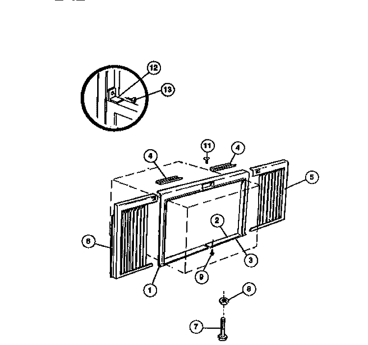 WINDOW MOUNTING PARTS Diagram and Parts List for FAC079P7B2  Frigidaire Air Conditioner