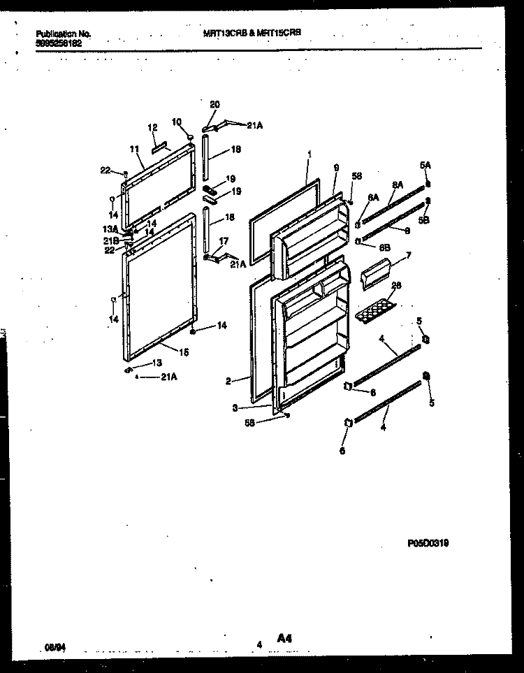 DOOR PARTS Diagram and Parts List for MRT15CRBZ1  Uni Refrigerator