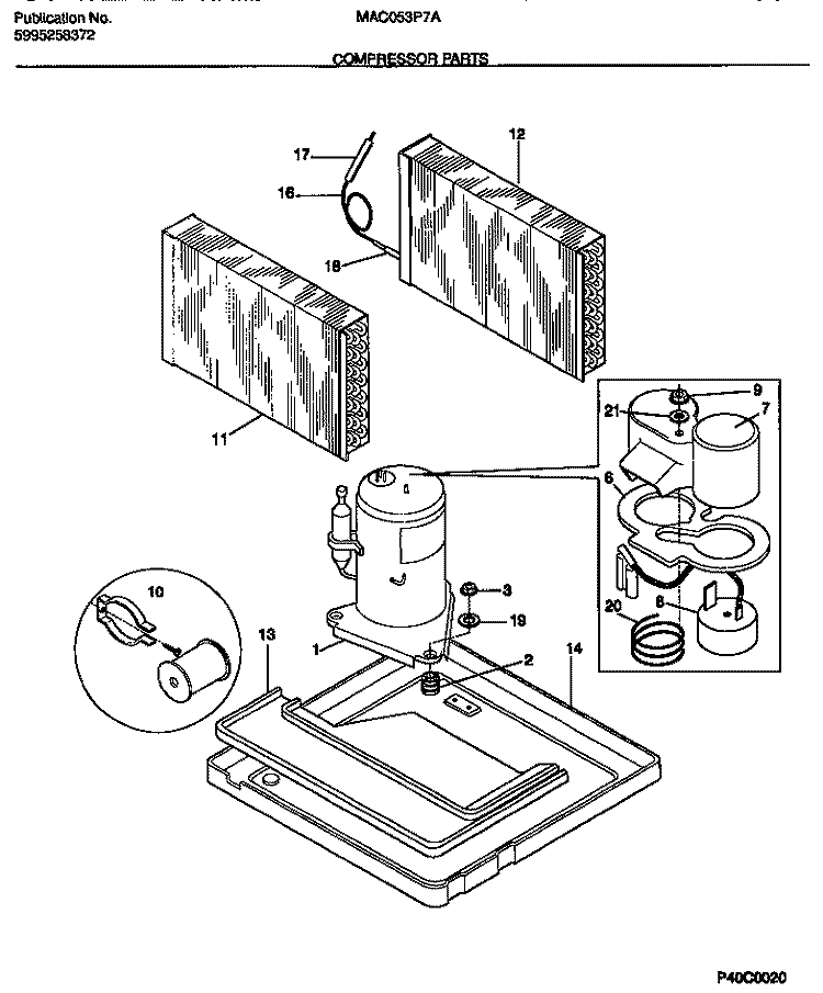 COMPRESSOR Diagram and Parts List for MAC053P7A2  Frigidaire Air Conditioner