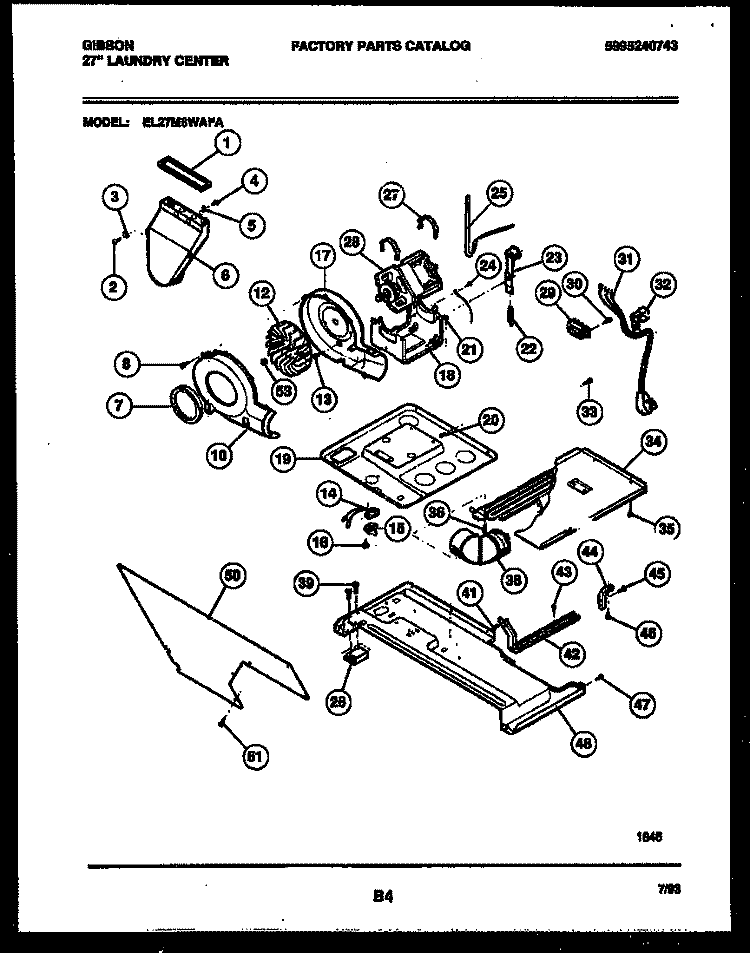 BLOWER, IDLER ARM CLUTCH AND MOTOR Diagram and Parts List for EL27M6WAFA  Gibson Washer Dryer Combo