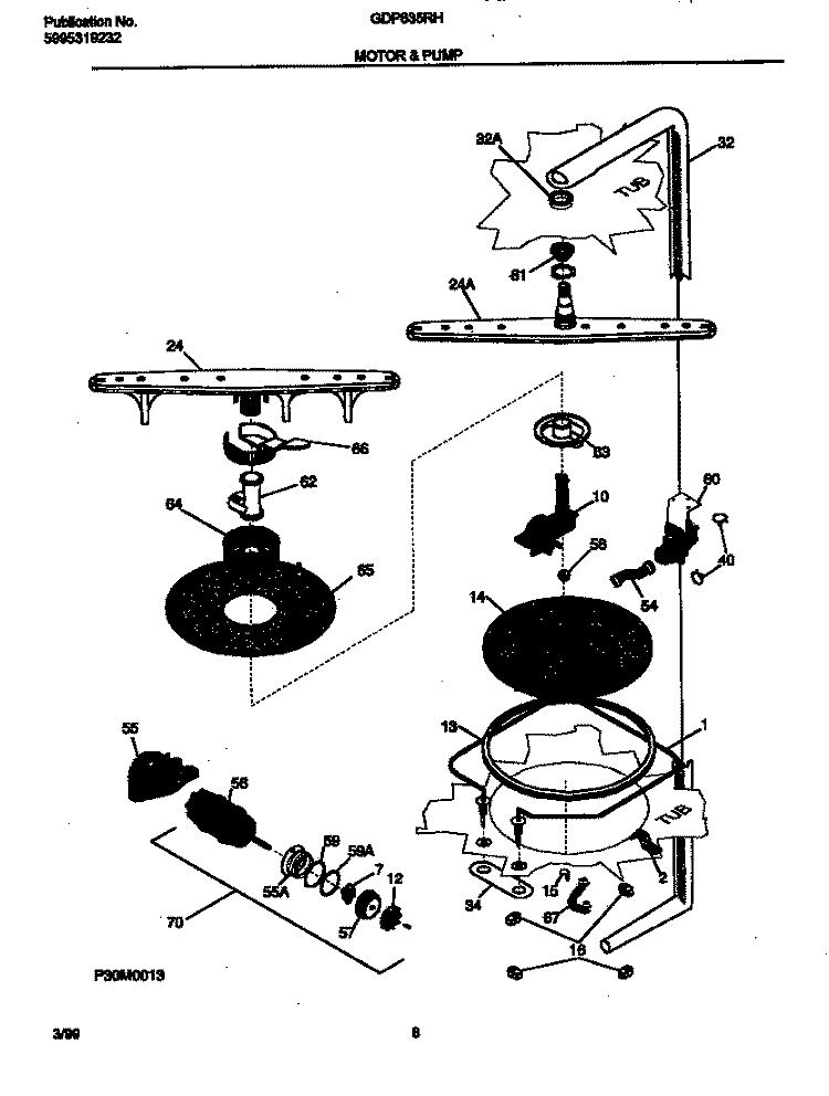 MOTOR Diagram and Parts List for GDP635RHR0  Gibson Dishwasher