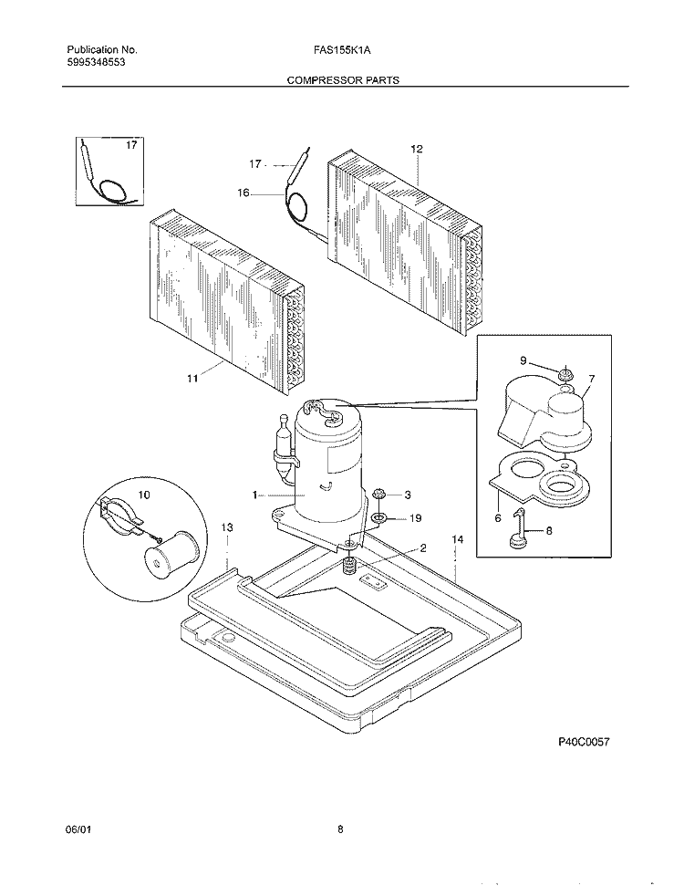 SYSTEM Diagram and Parts List for FAS155K1A1  Frigidaire Air Conditioner