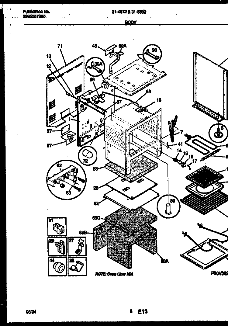 BODY PARTS Diagram and Parts List for 31-4972-00-02  Tappan Range
