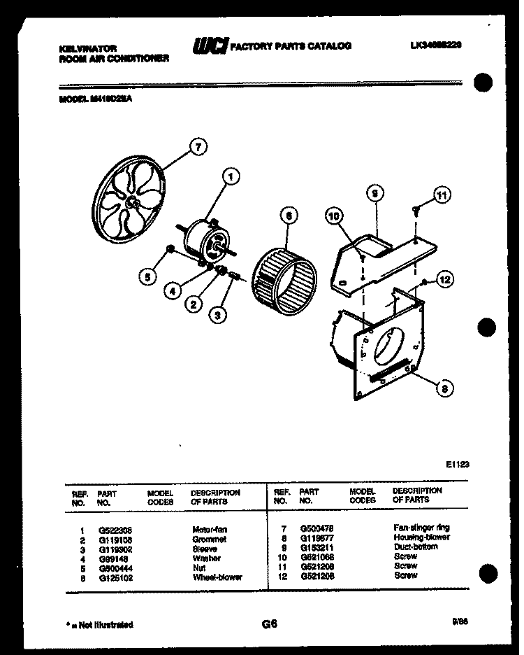 AIR HANDLING PARTS Diagram and Parts List for M418D2EA  Kelvinator Air Conditioner