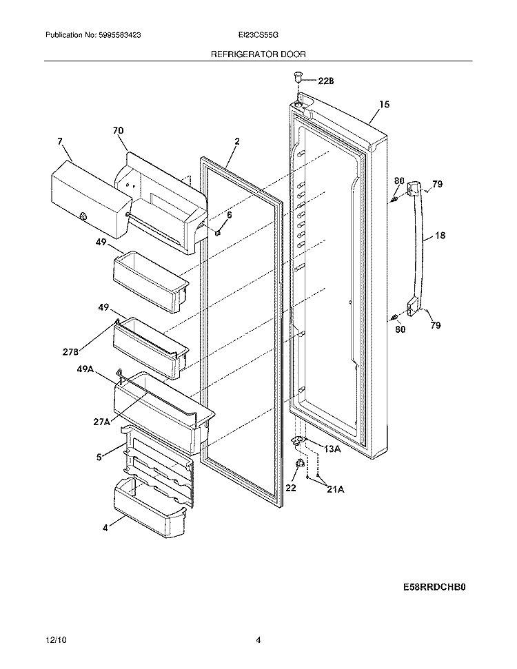 REFRIGERATOR DOOR Diagram and Parts List for EI23CS55GB6  Electrolux Refrigerator