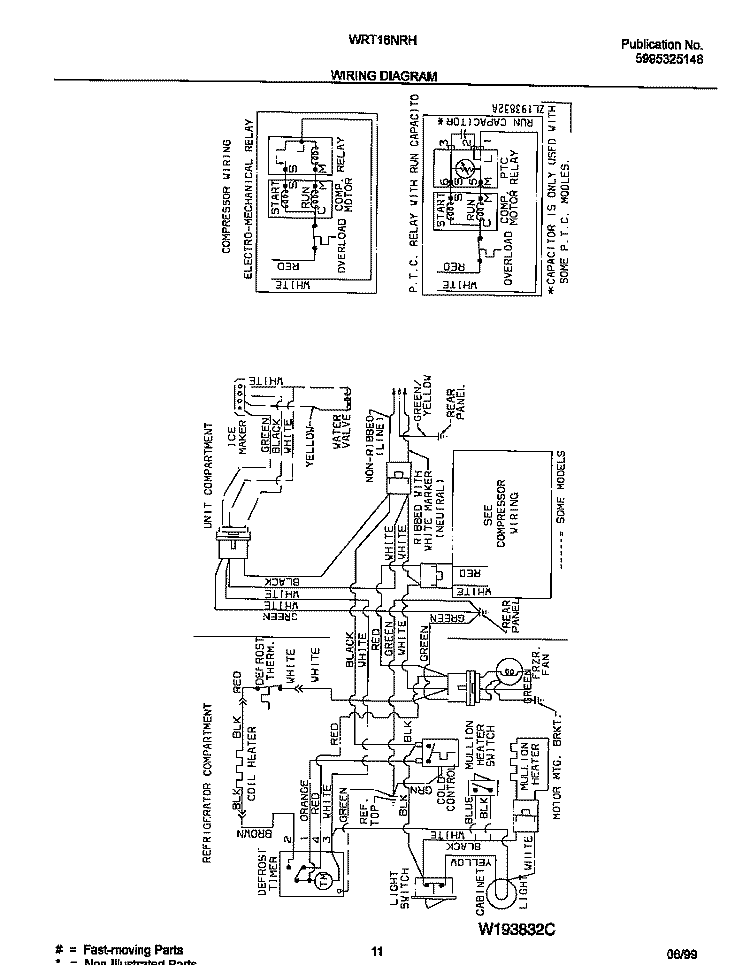 WIRING DIAGRAM Diagram and Parts List for WRT16NRHW0  Frigidaire Refrigerator