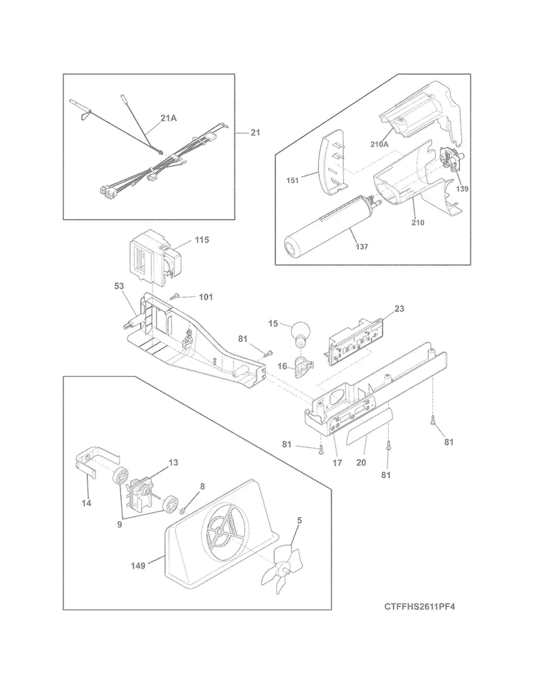 Controls Diagram and Parts List for FFHS2622MBQA  Frigidaire Refrigerator