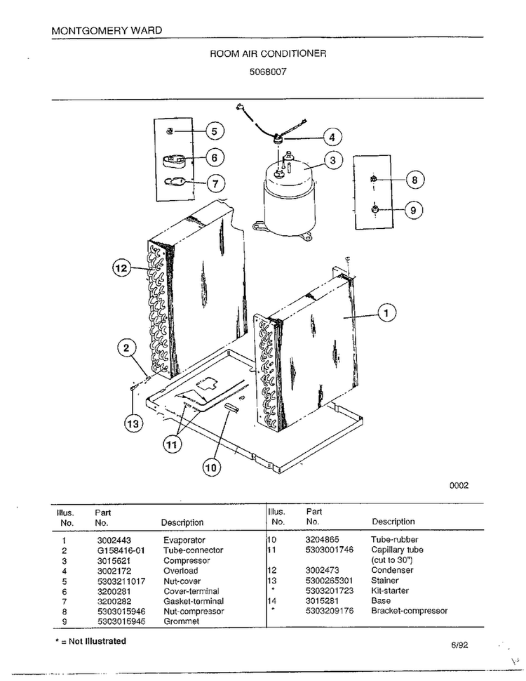 Room Air Conditioner Page 5 Diagram and Parts List for 5068007  Frigidaire Air Conditioner