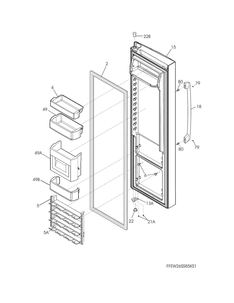 Refrigerator Door Diagram and Parts List for EW26SS75QS0  Electrolux Refrigerator